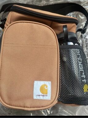 Carhartt Brown/Tan can cooler with Bottle